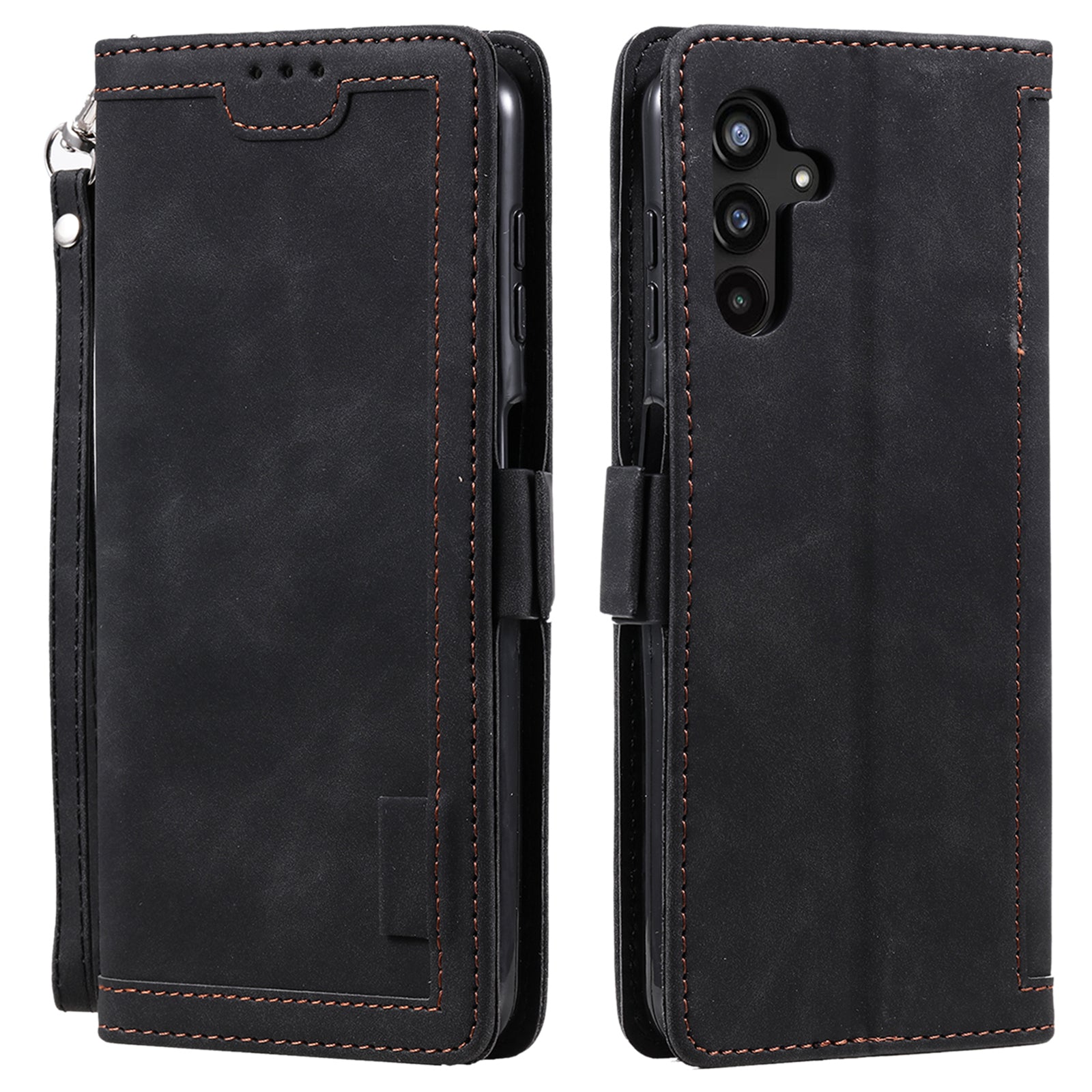 For Samsung Galaxy A34 5G Retro Color Splicing PU Leather Phone Case Flip Stand Wallet Cover with Strap For Samsung Galaxy A34 5G Retro Color Splicing PU Leather Phone Case Flip Stand Wallet Cover with Strap